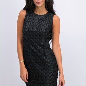 Calvin Klein Women's Black Geo Textured Sheath Dress Size 2 Sleeveless Formal